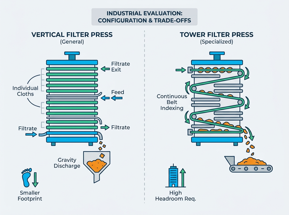Sistema de filtro-prensa industrial em opera&ccedil;&atilde;o